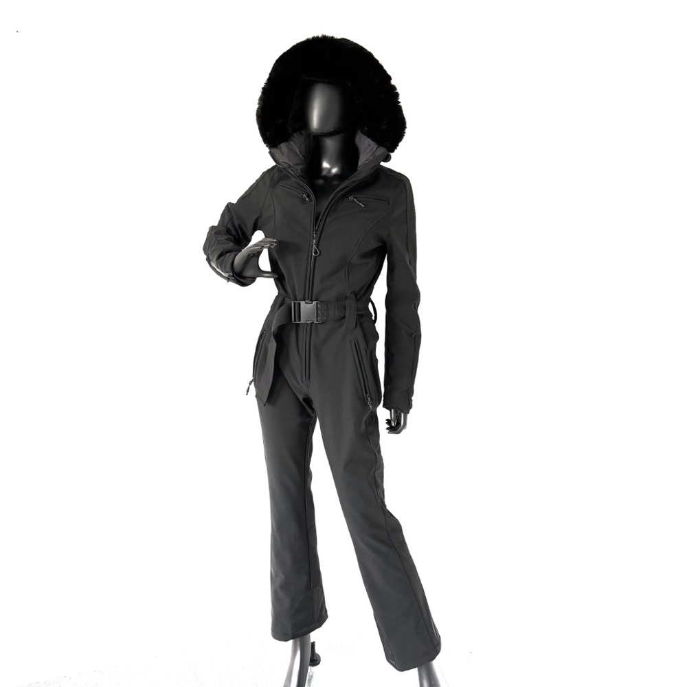 Overall Jumpsuit Romper Ski Suit Winter Set Faux Fur One Piece Unitard Tracksuit